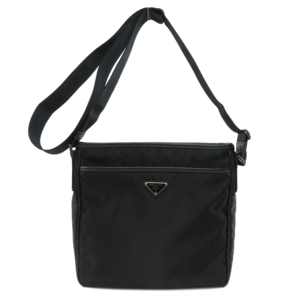 Prada refined Messenger Tessuto Saffiano Bag body saffiano black leather Black